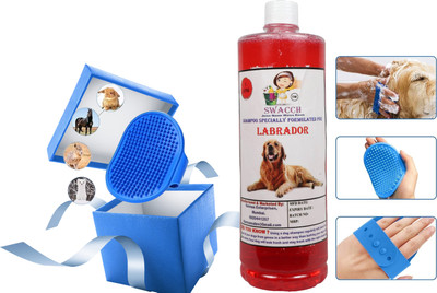 swacch Labrador Dog Shampoo + Bath Brush with Adjustable Straps Conditioning Strawberry Dog Shampoo(1 L)