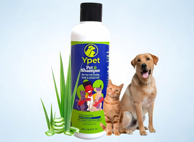 Ypet Anti Hairfall and Itch Pet Shampoo for Cats and Dogs|Puppy Safe Herbal Shampoo Allergy Relief, Anti-dandruff, Anti-itching, Itch Relief Lemongrass, Aloe Vera Dog, Cat Shampoo(200 ml)