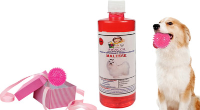 swacch Maltese Dog Shampoo With Spike Ball Chew Toy Combo Pack Conditioning Jasmine Dog Shampoo(500 ml)