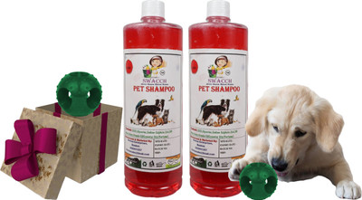 swacch Pet Shampoo + Goofy Ball Rubber Chew Toy Combo Pack Conditioning Jasmine Dog Shampoo(2 L)