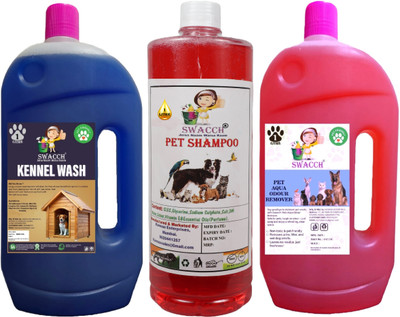 swacch Kennel Wash + Pet Shampoo & Pet Aqua Odour Remover Combo I Economical Pack Conditioning Lavender, Jasmine, Rose Cat, Dog Shampoo(3 L)