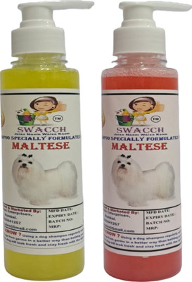 swacch Premium Shampoo For Maltese (200ml) (Combo Pack of 2) Conditioning Lemon, Jasmine Dog Shampoo(400 ml)