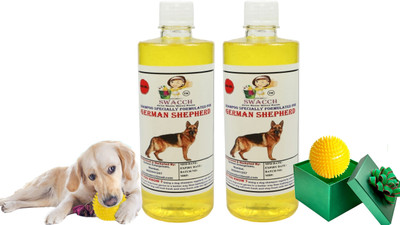 swacch German Shepherd Dog Shampoo + Spike Ball Chew Toy Combo Pack Conditioning Lemon Dog Shampoo(1 L)