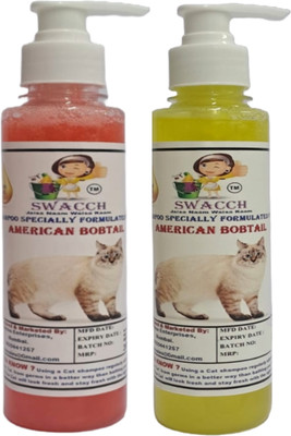 swacch Premium Shampoo For American Bobtail (200ml) (Combo Pack of 2) Conditioning Strawberry, Lemon Cat Shampoo(400 ml)