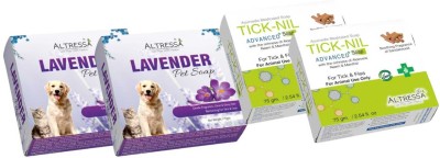 ALTRESSA Allergy Relief, Anti-dandruff, Anti-itching Pet Soap Tick Nil For Tick N Flea + Lavender For Different Types Soap Pack of 4 Dog Shampoo(300 ml)
