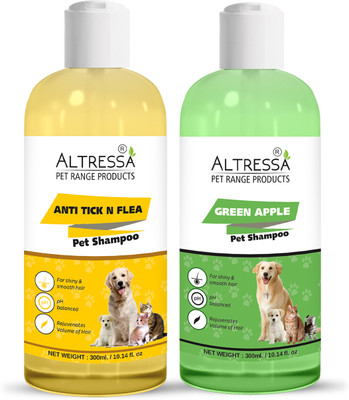 ALTRESSA Flea and Tick, Anti-dandruff, Anti-itching, Whitening and Color Enhancing Anti Tick And Flea(300ml) + Green Apple(300ml) Pack of 2 Dog Shampoo(600 ml) ALTRESSA Flea and Tick, Anti-dandruff, Anti-itching, Whitening and Color Enhancing Anti Tick And Flea(300ml) + Green Apple(300ml) Pack of 2 Dog Shampoo(600 ml)
