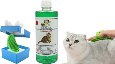 swacch Bengal Cat Shampoo + Bath Brush with Adjustable Straps Conditioning Neem Alovera Cat Shampoo(500 ml)