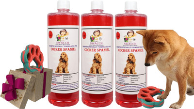 swacch Cocker Spaniel Dog Shampoo + Paw Shape Rubber Toy For Teething & Playing Conditioning Strawberry Dog Shampoo(3 L)