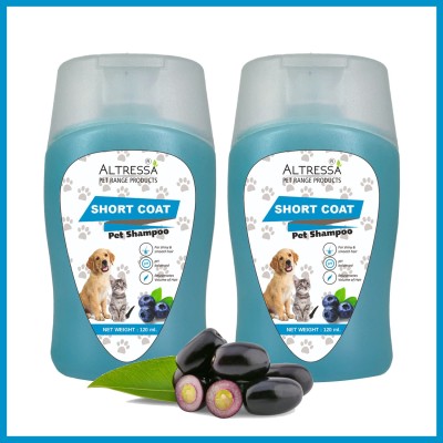 ALTRESSA Short Coat Pet Shampoo for Shiny & Smooth Hair, Java Plum, Neem & Aloe Extracts Allergy Relief, Anti-itching, Anti-parasitic Java Plum Fragrance Dog Shampoo(240 ml)