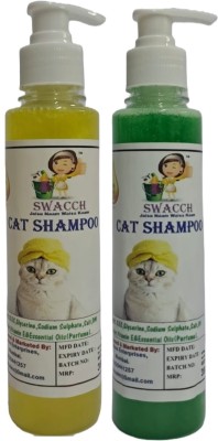 swacch Premium Shampoo For Cat (200ml)(Combo Pack of 2) Conditioning Lemon, Neem Alovera Cat Shampoo(400 ml)