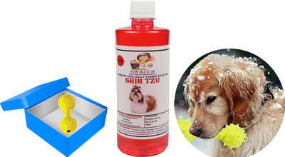 swacch Dog Shampoo + Rubber Dumbbell Toy I Playing & Teeth Cleaning I Shih Tzu Conditioning Jasmine Dog Shampoo(500 ml)
