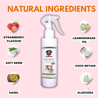 PETGREEN Waterless Dry Bath Shampoo Anti-Bacterial Strawberry Dog, Cat Shampoo(200 ml)