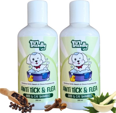 FUR FRIENDLY Anti-Tick & Flea Shampoo | 200 ml (Pack of 2) Flea and Tick Lavender Dog, Cat Shampoo(400 ml)