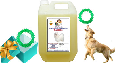 swacch Maltese Dog Shampoo + Spike Ring Chew Toy Combo Pack Conditioning Lemon Dog Shampoo(5 L)