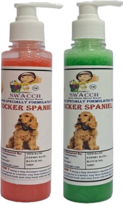 swacch Premium Shampoo For Cocker Spaniel (200ml) (Combo Pack of 2) Conditioning Strawberry, Neem Alovera Dog Shampoo(400 ml)