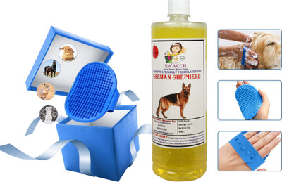 swacch German Shepherd Dog Shampoo + Bath Brush with Adjustable Straps Conditioning Lemon Dog Shampoo(1 L)