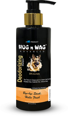 Hug n Wag Deodorizing Pets Shampoo| Eliminates Odor | Allergen-Free | Tea Tree Oil Shampoo Conditioning Artificial Fragrance Free Dog Shampoo(200 ml)