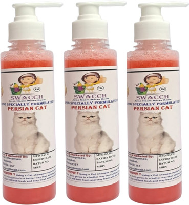 swacch Premium Shampoo For Persian Cat (200ml) (Pack of 3) Conditioning Strawberry Cat Shampoo(600 ml)