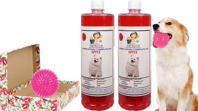 swacch Spitz Dog Shampoo + Rubber Spike Ball Chew Toy Combo Pack Conditioning Strawberry Dog Shampoo(2 L)