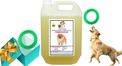 swacch Pomeranian Dog Shampoo + Spike Ring Chew Toy Combo Pack Conditioning Lemon Dog Shampoo(5 L)