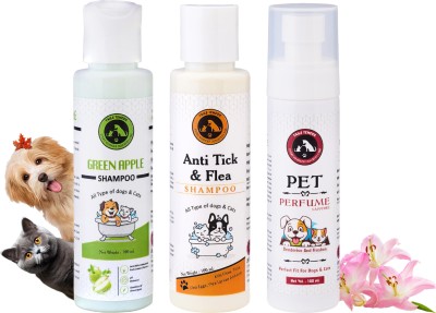 TAILS TENDER Anti Tick Flea Control, Green Apple Shampoo, Floral Pet Perfume Deodorizer(300 ml, Pack of 3)