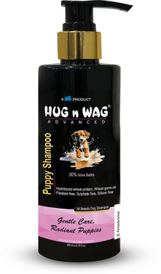 Hug n Wag Puppy Shampoo|With Mild Formulation|Gentle On Skin|No Tear Formula|Allergen-Free Conditioning Artificial Fragrance Free Dog Shampoo(200 ml)