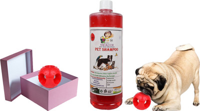 swacch Pet Shampoo + Goofy Ball Rubber Chew Toy Combo Pack Conditioning Jasmine Dog Shampoo(1 L)