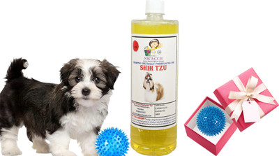 swacch Shih Tzu Dog Shampoo + Rubber Spike Ball Chew Toy Combo Pack Conditioning Lemon Dog Shampoo(1 L)