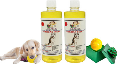 swacch Siberian Husky Dog Shampoo + Spike Ball Chew Toy Combo Pack Conditioning Lemon Dog Shampoo(1 L)