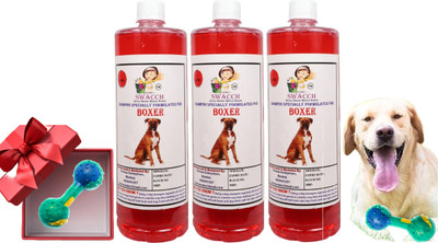 swacch Boxer Dog Shampoo + Rubber Dumbbell Toy , Interactive & Playing I Combo Pack Conditioning Strawberry Dog Shampoo(3 L)