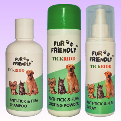 FUR FRIENDLY FF-AT200mlSH1-AT100gmPW1-AT200mlSP1 (Set of 3) Flea and Tick Natural Fragrance Dog Shampoo(500 ml)