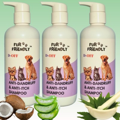 FUR FRIENDLY Anti-Dandruff & Itch Shampoo | 300 ml (Pack of 3) Anti-dandruff, Anti-itching Natural Fragrance Dog Shampoo(900 ml)