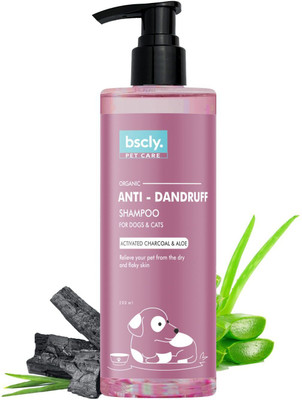 bscly Anti Dandruff Dog Shampoo - Pet Shampoo For Dogs & Cats - Allergy Relief Activated Charcoal & Aloe Dog Shampoo(200 ml)