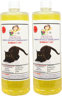 swacch Bombay Cat Shampoo + Bath Brush with Adjustable Straps Conditioning Lemon Cat Shampoo(2 L)