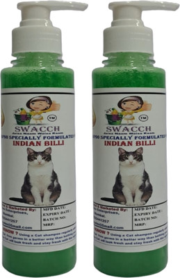 swacch Premium Shampoo For Indian Billi (200ml) (Pack of 2) Conditioning Neem Alovera Cat Shampoo(400 ml)