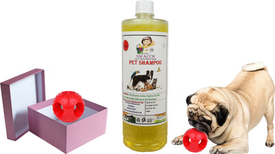 swacch Pet Shampoo + Goofy Ball Rubber Chew Toy Combo Pack Conditioning Lemon Dog Shampoo(1 L)