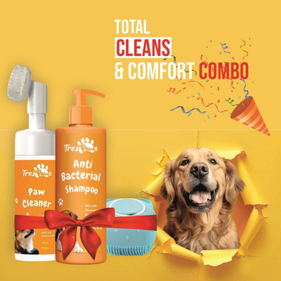 bscly Anti Bacterial Dog Shampoo 200ML + Paw Cleaner 100ML with Bath Scrubber For Dogs Anti-Bacterial Complete Pet Grooming & Hygiene Combo Dog Shampoo(300 ml)