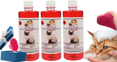 swacch Siamese Cat Shampoo + Bath Brush with Adjustable Straps Conditioning Strawberry Cat Shampoo(1500 ml)