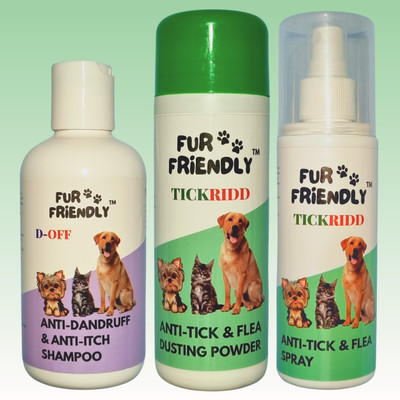 FUR FRIENDLY FF-AD200mlSH1-AT100gmPW1-AT200mlSP1-3 (Set of 3) Anti-dandruff Natural Fragrance Dog Shampoo(500 ml)