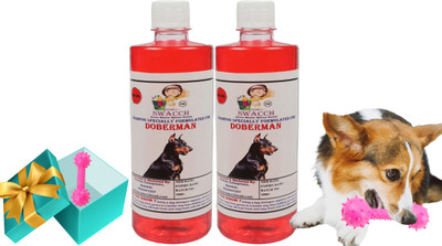 swacch Doberman Dog Shampoo + Rubber Dumbbell Toy , Interactive & Playing I Combo Pack Conditioning Strawberry Dog Shampoo(1 L)