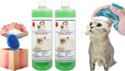 swacch Himalayan Cat Shampoo + Bath Brush with Adjustable Straps Conditioning Neem Alovera Cat Shampoo(2 L)