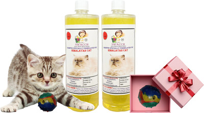 swacch Himalayan Cat Shampoo + Rubber Musical Ball , Interactive Playing Ball , Conditioning Lemon Cat Shampoo(2 L)