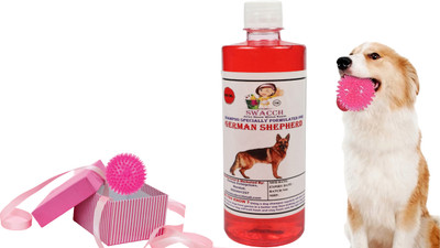 swacch German Shepherd Dog Shampoo With Spike Ball Chew Toy Combo Pack Conditioning Strawberry Dog Shampoo(500 ml)