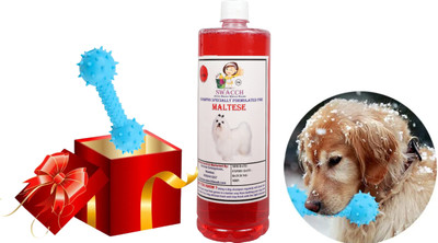 swacch Maltese Dog Shampoo + Dumbbell Toy & Teeth Cleaning Rubber Chew Toy I Combo Pack Conditioning Strawberry Dog Shampoo(1 L)