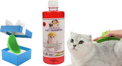 swacch Cat Shampoo + Bath Brush with Adjustable Straps Conditioning Jasmine Cat Shampoo(500 ml)