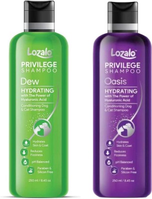 Lozalo Privilege Shampoo Dew and Oasis 250ml*2 Conditioning Dew, Oasis Dog, Cat Shampoo(500 ml)