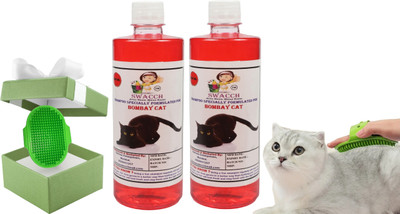 swacch Bombay Cat Shampoo + Bath Brush with Adjustable Straps Conditioning Strawberry Cat Shampoo(1000 ml)