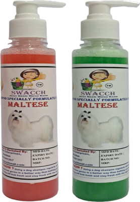 swacch Premium Shampoo For Maltese (200ml) (Combo Pack of 2) Conditioning Strawberry, Neem Alovera Dog Shampoo(400 ml)