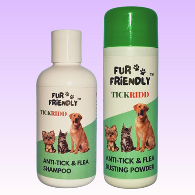 FUR FRIENDLY Anti-Tick & Flea Shampoo (200 ml)|Anti-Tick & Flea Powder (100 gm)|(Set of 2) Flea and Tick Natural Fragrance Dog Shampoo(300 ml)