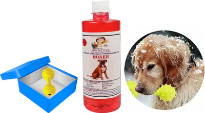 swacch Dog Shampoo + Rubber Dumbbell Toy , Interactive & Playing I Combo Pack Boxer Conditioning Strawberry Dog Shampoo(500 ml)